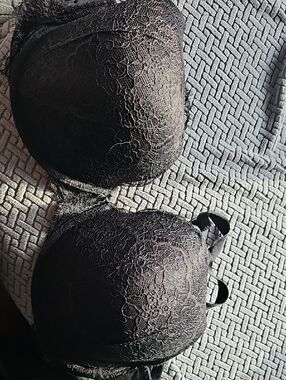 Victoria's Secret Black Lace Push-Up Bra - Floral Overlay